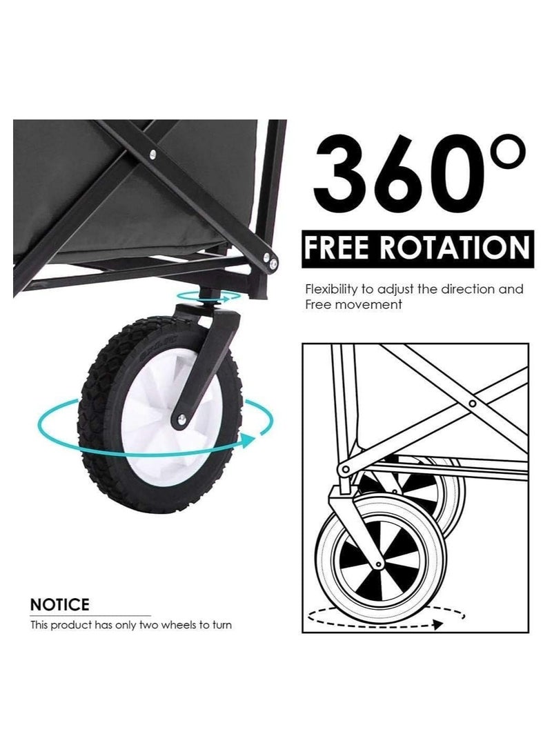 Folding Shopping Cart Outdoor Camping Trailer-Black