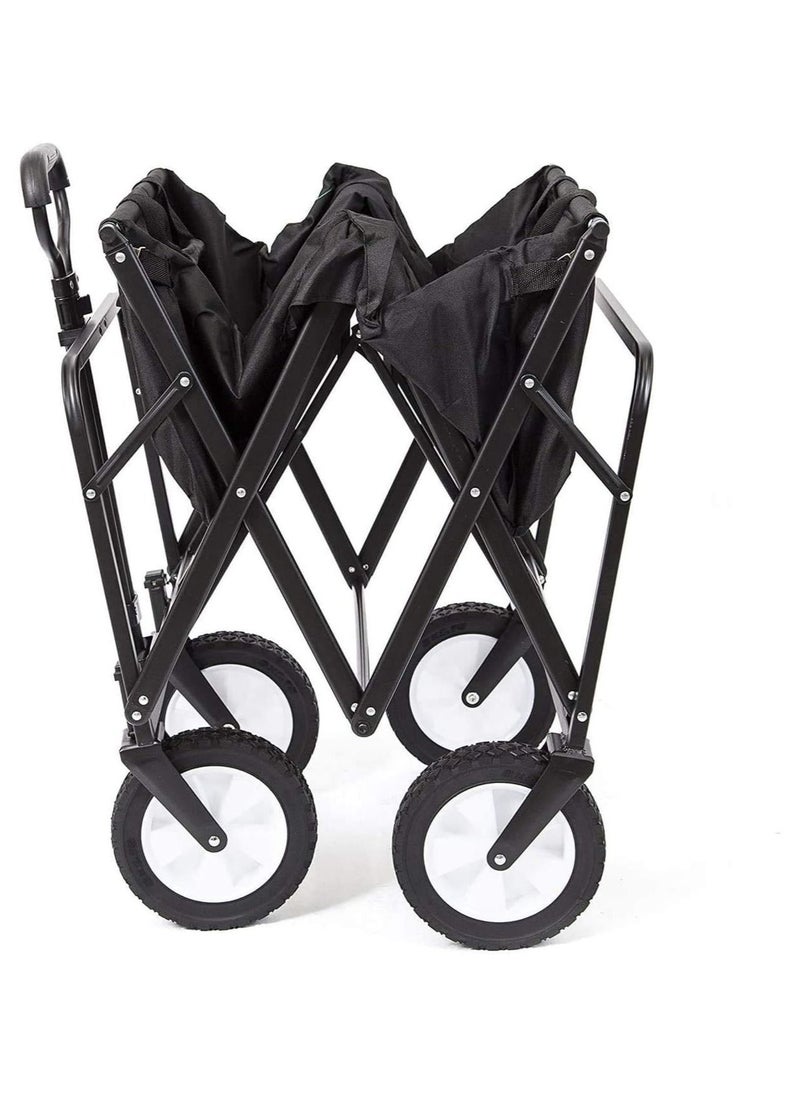 Folding Shopping Cart Outdoor Camping Trailer-Black