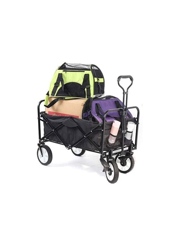 Folding Shopping Cart Outdoor Camping Trailer-Black