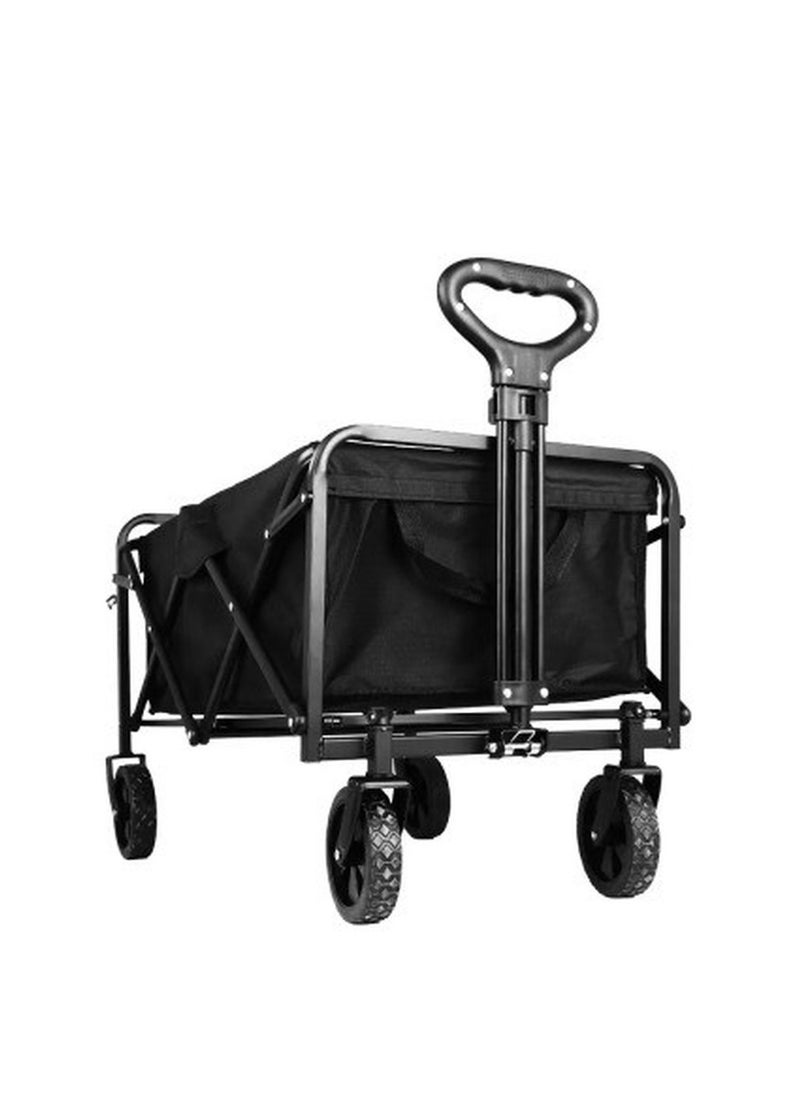 Wagon Load Capacity 220LB / Folding Wagon / Smooth Wheels / Easy to Carry / 100KG Capacity - Black