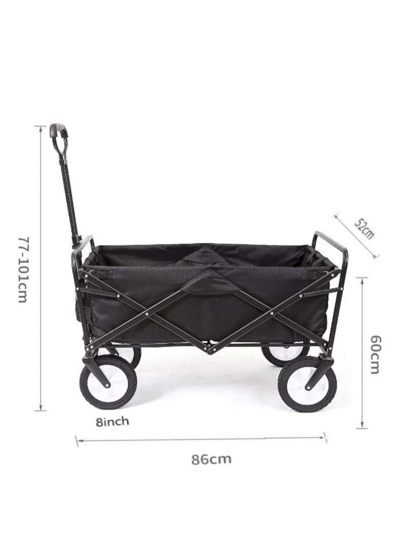 Collapsible Utility Wagon Cart Outdoor Garden Shopping Camping Cart Black