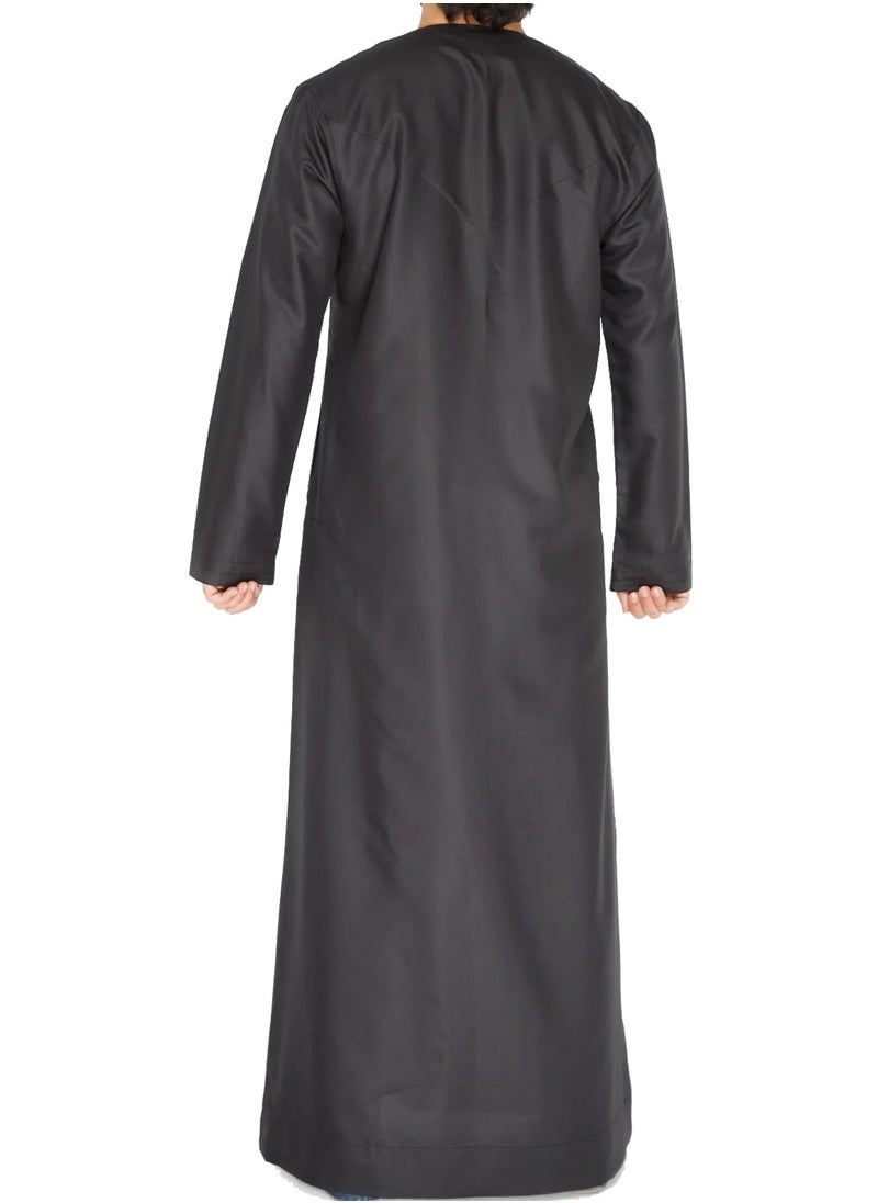 Emirati Kandora: Traditional Arab Thobe for Men - Long Sleeve Round Neck, Soft & Breathable Muslim Robe - Comfortable, Skin-Friendly, Drapey, and Ideal for Daily Wear