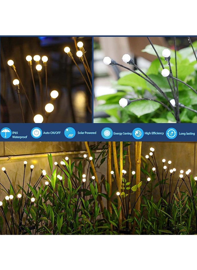 Upgraded Waterproof LED Solar Lights Outdoor - Swaying Solar Garden Lights, Firefly Lights with Highly Flexible Copper Wires, Yard Pathway Christmas Landscape Stake Lights, 2 Packs