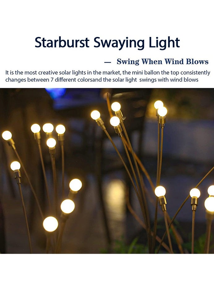 Upgraded Waterproof LED Solar Lights Outdoor - Swaying Solar Garden Lights, Firefly Lights with Highly Flexible Copper Wires, Yard Pathway Christmas Landscape Stake Lights, 2 Packs