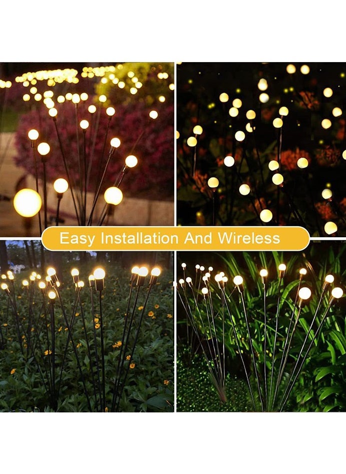 Upgraded Waterproof LED Solar Lights Outdoor - Swaying Solar Garden Lights, Firefly Lights with Highly Flexible Copper Wires, Yard Pathway Christmas Landscape Stake Lights, 2 Packs