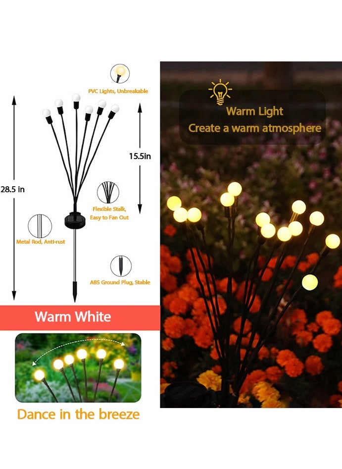 Upgraded Waterproof LED Solar Lights Outdoor - Swaying Solar Garden Lights, Firefly Lights with Highly Flexible Copper Wires, Yard Pathway Christmas Landscape Stake Lights, 2 Packs