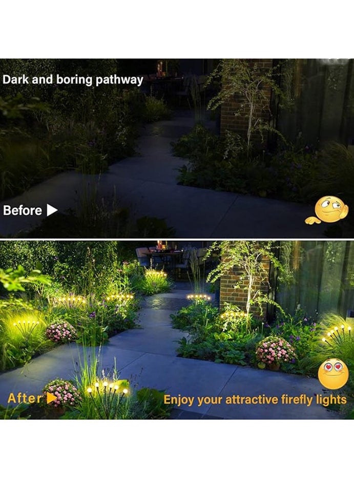 Upgraded Waterproof LED Solar Lights Outdoor - Swaying Solar Garden Lights, Firefly Lights with Highly Flexible Copper Wires, Yard Pathway Christmas Landscape Stake Lights, 2 Packs