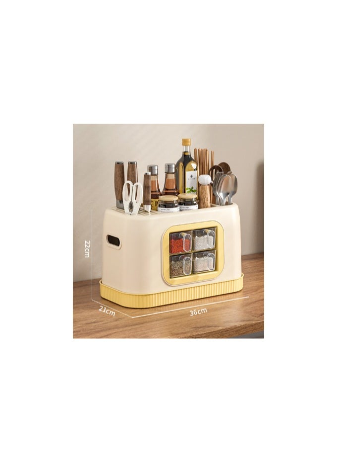 Home Seasoning Storage Rack Integrated Multi-functional Storage Box With Multiple Compartments
