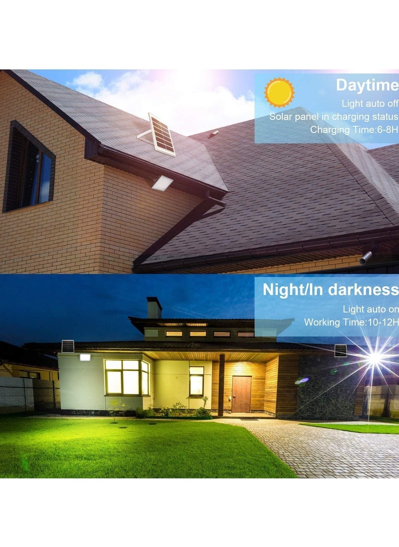 Solar Flood Light Outdoor Dusk to Dawn with Remote Control, Solar Street Lamp with Motion Sensor Built in for Garden, Paths, Warehouse, Playground, Stadium