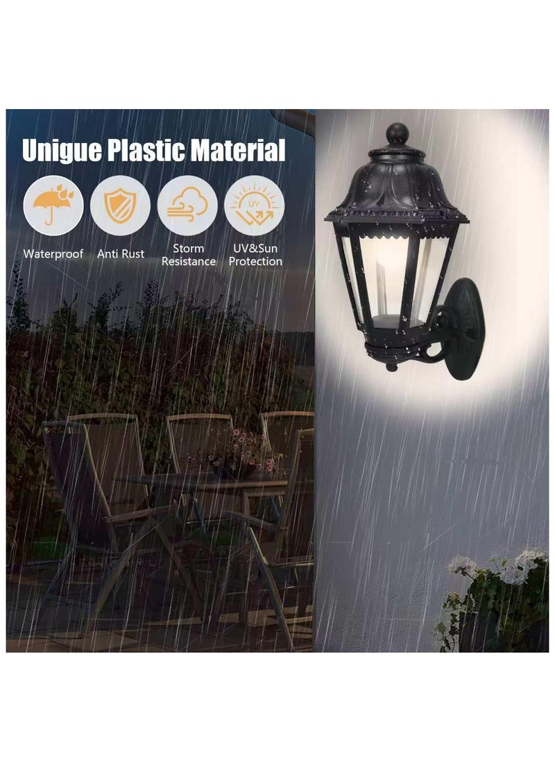 SUPER POWER Outdoor Black Wall Lights, Plastic Outdoor Light Fixture with E27 Socket, Exterior Waterproof Wall Lamp with Clear Lampshade, Outside Porch Lights for Garden, Patio, Pathway