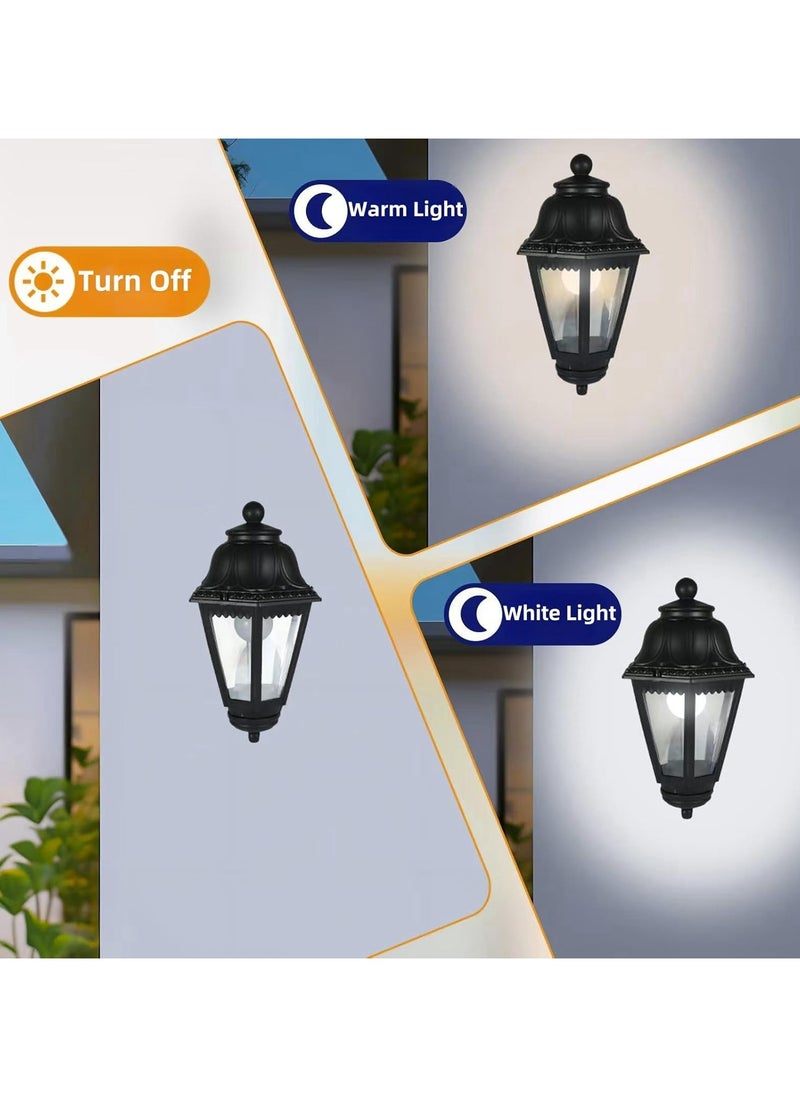 SUPER POWER Outdoor Black Wall Lights, Plastic Outdoor Light Fixture with E27 Socket, Exterior Waterproof Wall Lamp with Clear Lampshade, Outside Porch Lights for Garden, Patio, Pathway