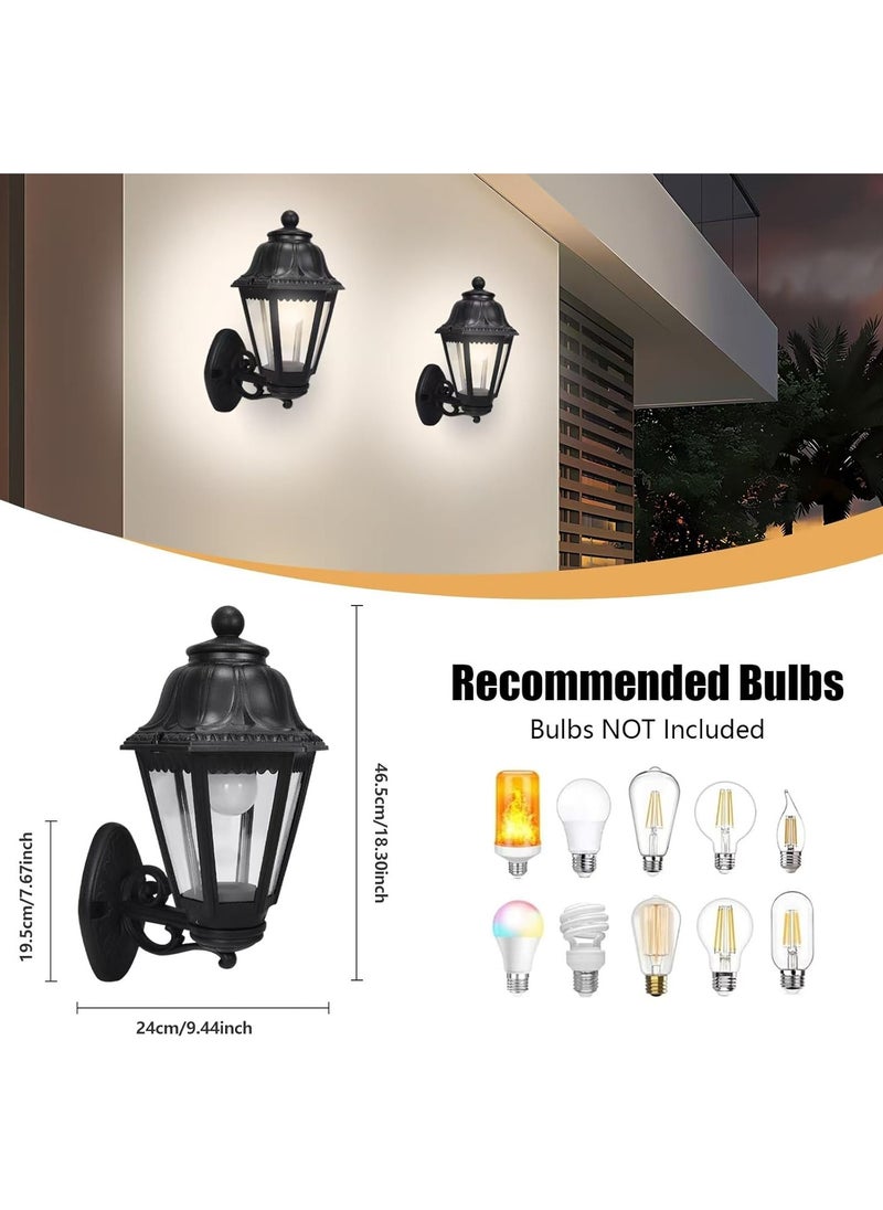 SUPER POWER Outdoor Black Wall Lights, Plastic Outdoor Light Fixture with E27 Socket, Exterior Waterproof Wall Lamp with Clear Lampshade, Outside Porch Lights for Garden, Patio, Pathway