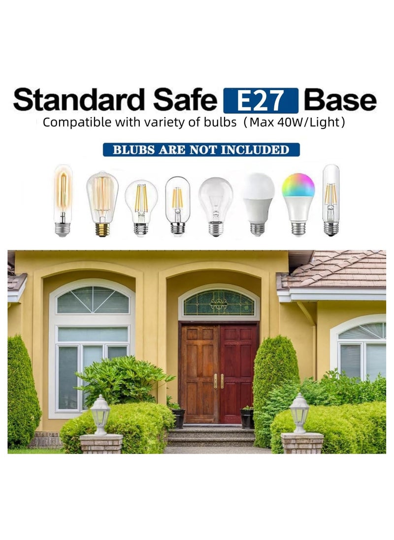 SUPER POWER  Outdoor Plastic Post Lights, Exterior Lamp Post Light Fixture with E27 Socket, White Waterproof Post Lantern with Clear Lampshade, Pillar Outside Lighting for Garden, Patio, Pathway