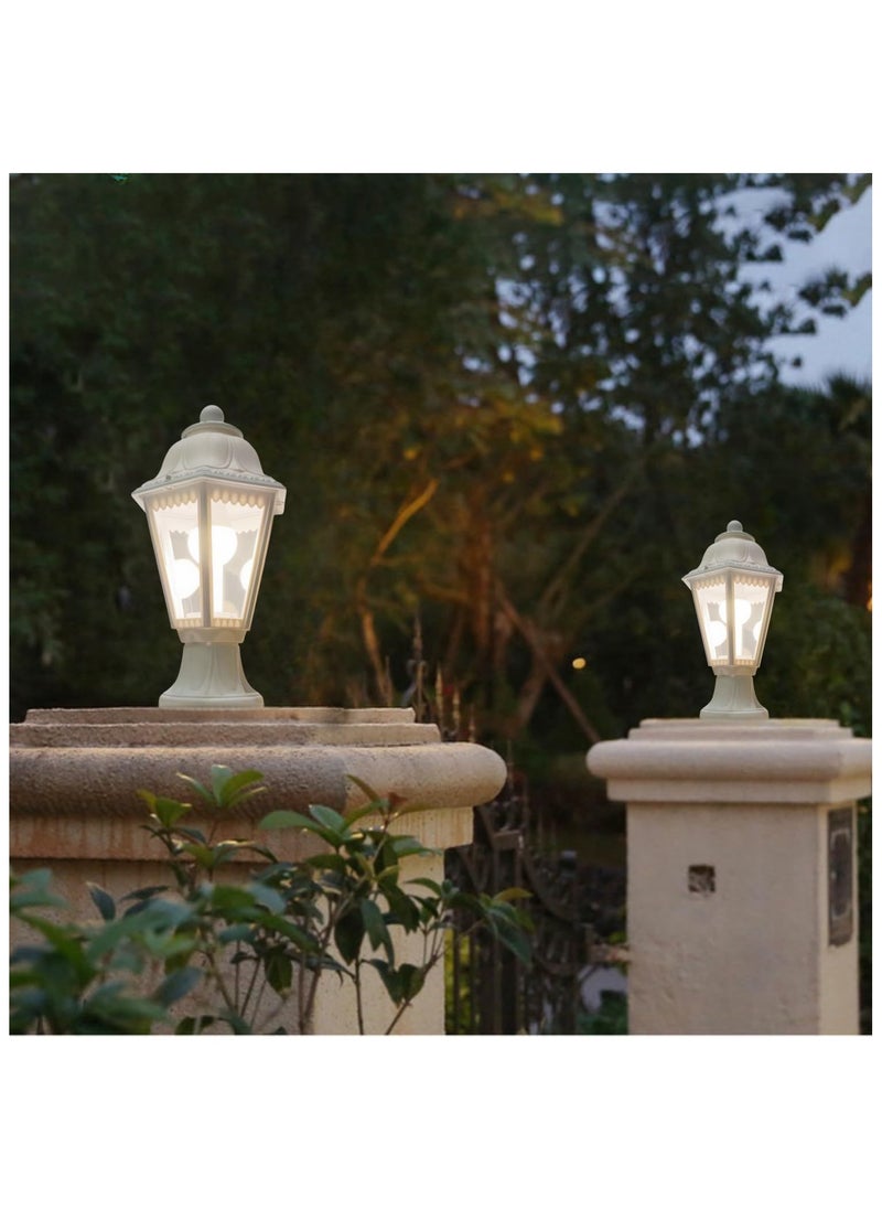 SUPER POWER  Outdoor Plastic Post Lights, Exterior Lamp Post Light Fixture with E27 Socket, White Waterproof Post Lantern with Clear Lampshade, Pillar Outside Lighting for Garden, Patio, Pathway