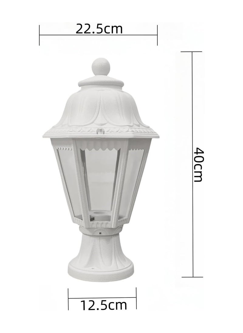 SUPER POWER  Outdoor Plastic Post Lights, Exterior Lamp Post Light Fixture with E27 Socket, White Waterproof Post Lantern with Clear Lampshade, Pillar Outside Lighting for Garden, Patio, Pathway