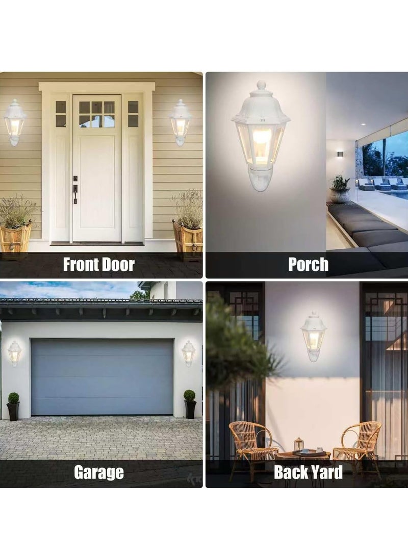 SUPER POWER Outdoor White Wall Lights, Plastic Outdoor Light Fixture with E27 Socket, Exterior Waterproof Wall Lamp with Clear Lampshade, Outside Porch Lights for Garden, Garage, Courtyard