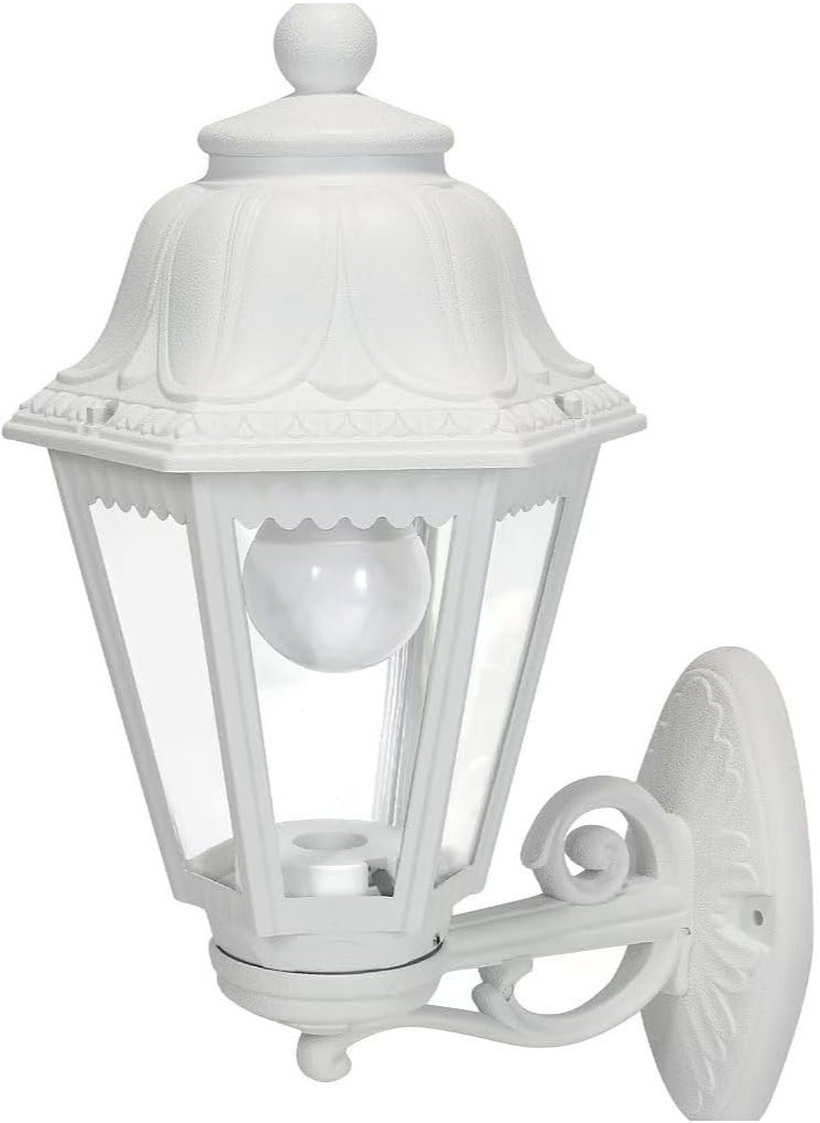 SUPER POWER Outdoor White Wall Lights, Plastic Outdoor Light Fixture with E27 Socket, Exterior Waterproof Wall Lamp with Clear Lampshade, Outside Porch Lights for Garden, Garage, Courtyard