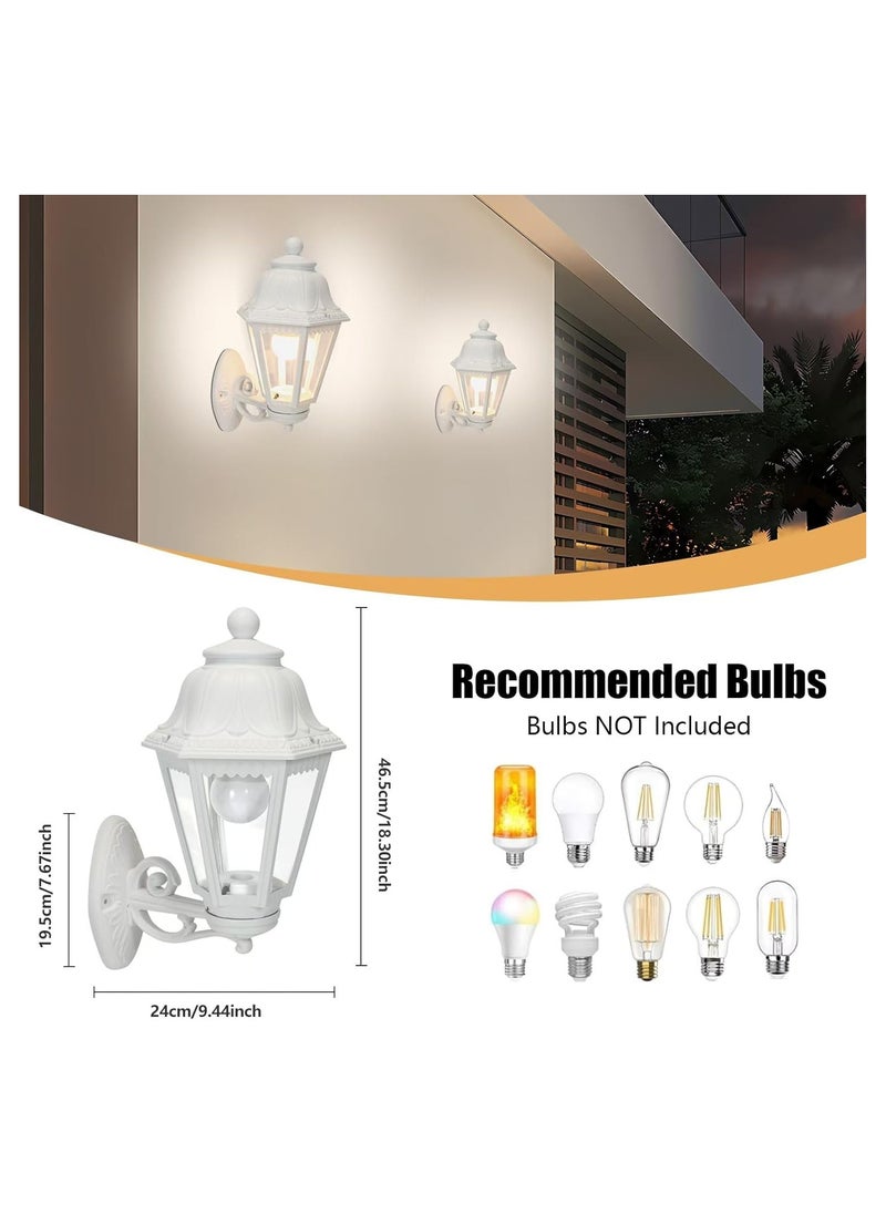 SUPER POWER Outdoor White Wall Lights, Plastic Outdoor Light Fixture with E27 Socket, Exterior Waterproof Wall Lamp with Clear Lampshade, Outside Porch Lights for Garden, Garage, Courtyard