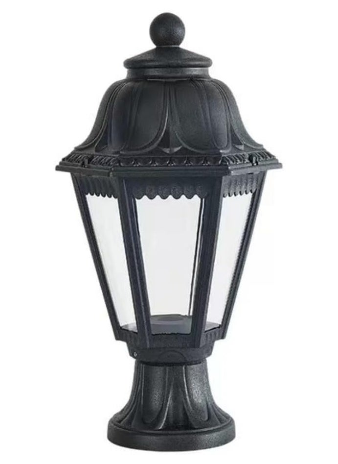 SUPER POWER Outdoor Plastic Post Lights, Exterior Lamp Post Light Fixture with E27 Socket, Black Waterproof Post Lantern with Clear Lampshade, Pillar Outside Lighting for Garden, Patio, Pathway