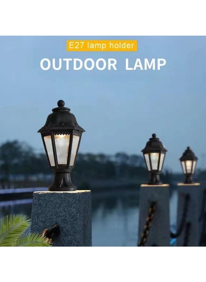 SUPER POWER Outdoor Plastic Post Lights, Exterior Lamp Post Light Fixture with E27 Socket, Black Waterproof Post Lantern with Clear Lampshade, Pillar Outside Lighting for Garden, Patio, Pathway