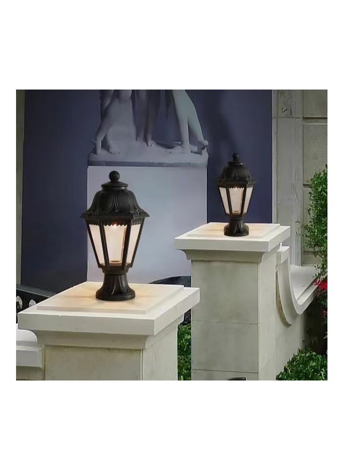 SUPER POWER Outdoor Plastic Post Lights, Exterior Lamp Post Light Fixture with E27 Socket, Black Waterproof Post Lantern with Clear Lampshade, Pillar Outside Lighting for Garden, Patio, Pathway