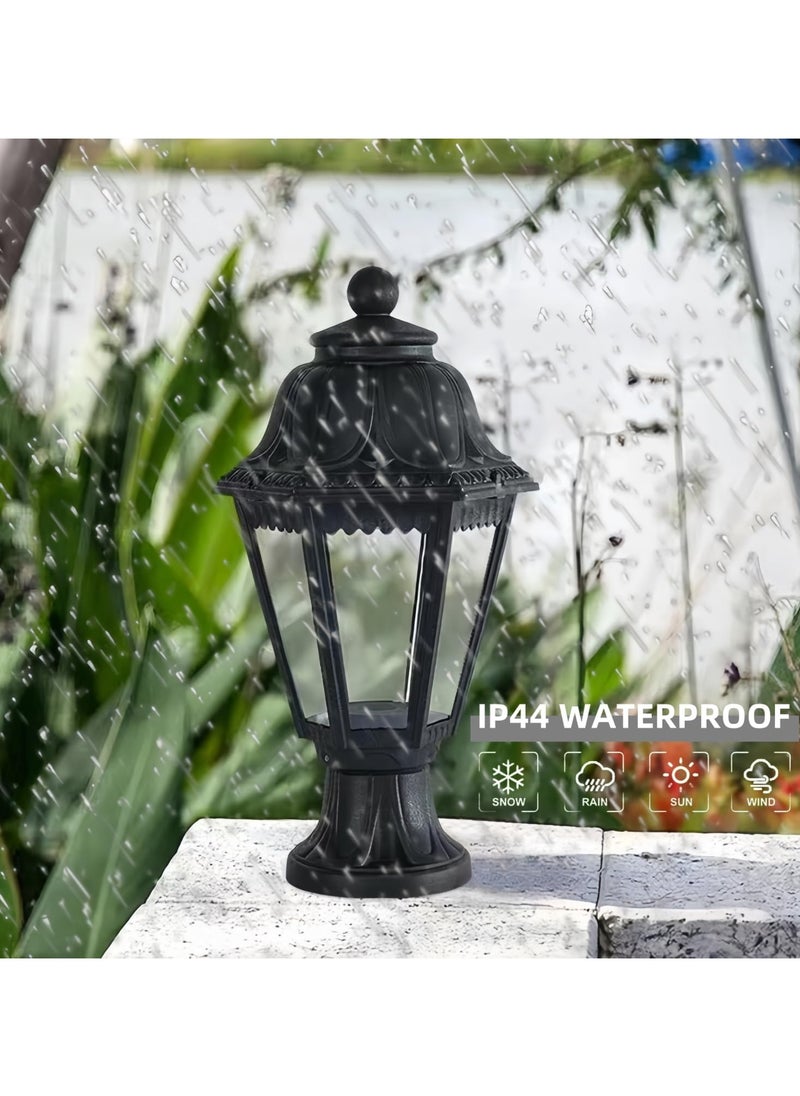 SUPER POWER Outdoor Plastic Post Lights, Exterior Lamp Post Light Fixture with E27 Socket, Black Waterproof Post Lantern with Clear Lampshade, Pillar Outside Lighting for Garden, Patio, Pathway