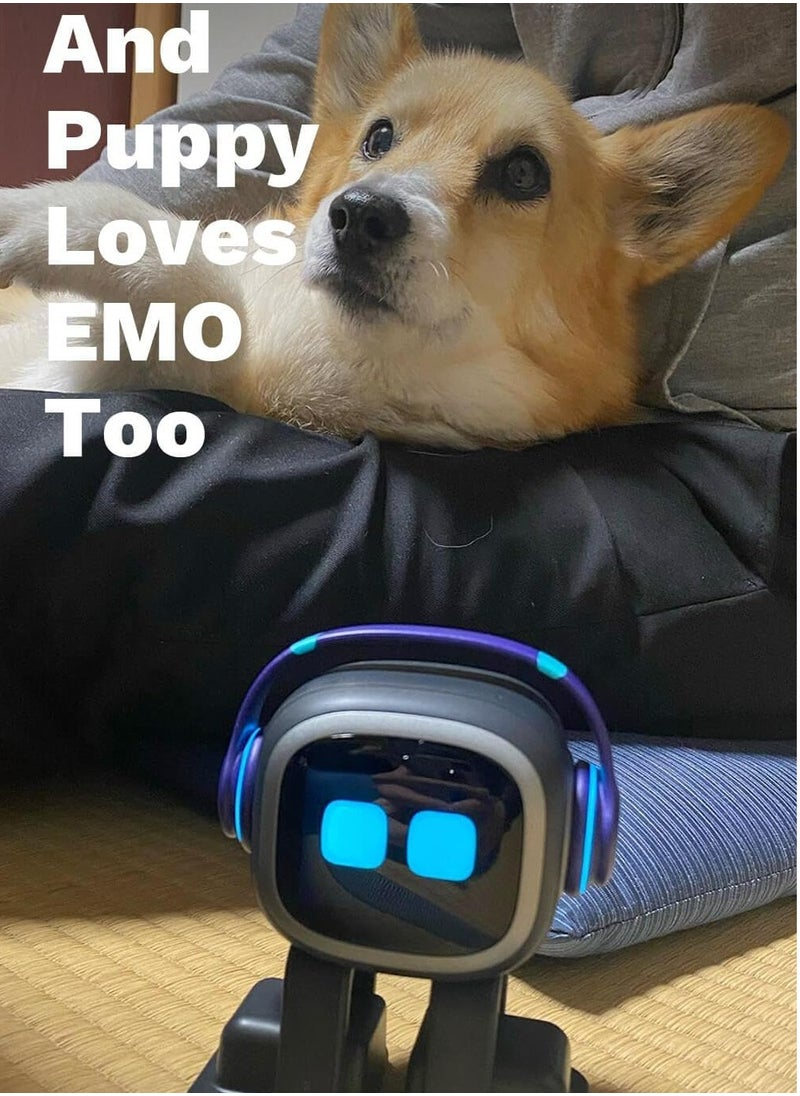 EMO Go Home AI Desktop Pet Robot - ChatGPT Enabled with Voice Commands & Dance Feature, Interactive Robot Pet with EMO Smart Lighting Automatic Charging Version