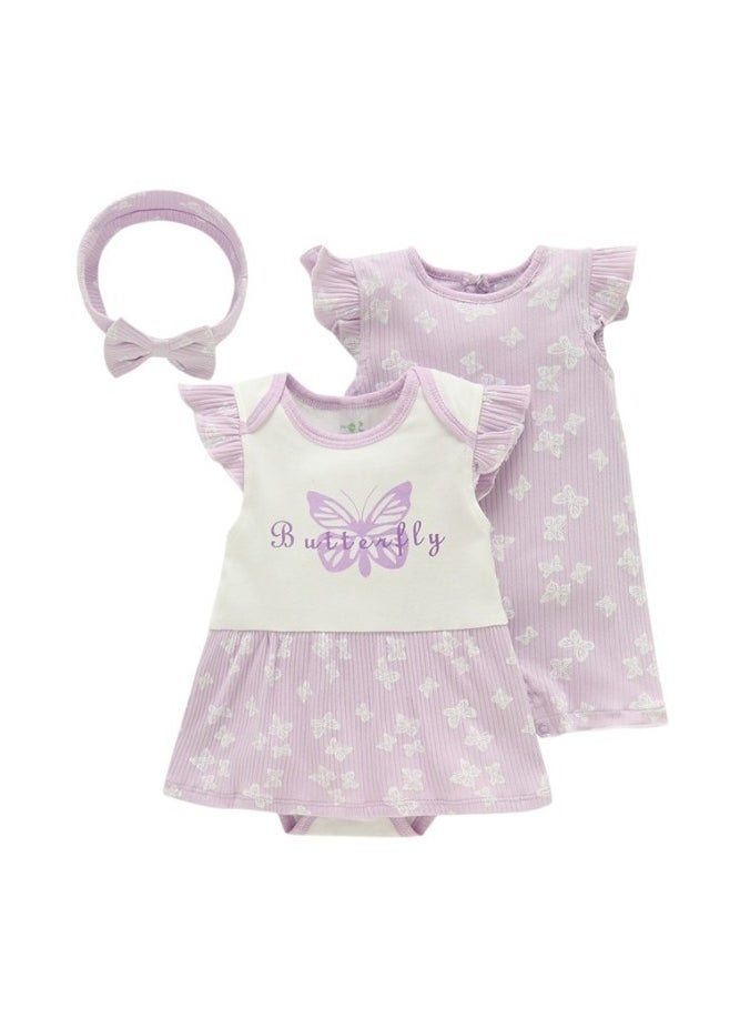 Bambimici Butterfly Printed Bodysuit Short Sleeve 2-Piece