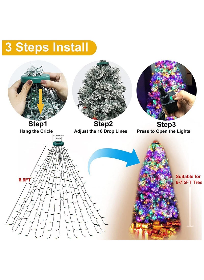 Christmas Tree Decorations Lights,2M 400 LEDs Christmas Fairy Lights Waterproof USB Powered Xmas Tree String Lights Tree Waterfall String Lights with Remote for Party Yard Decor-Warm