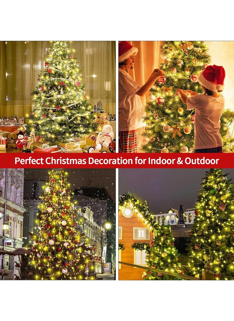 Christmas Tree Decorations Lights,2M 400 LEDs Christmas Fairy Lights Waterproof USB Powered Xmas Tree String Lights Tree Waterfall String Lights with Remote for Party Yard Decor-Warm