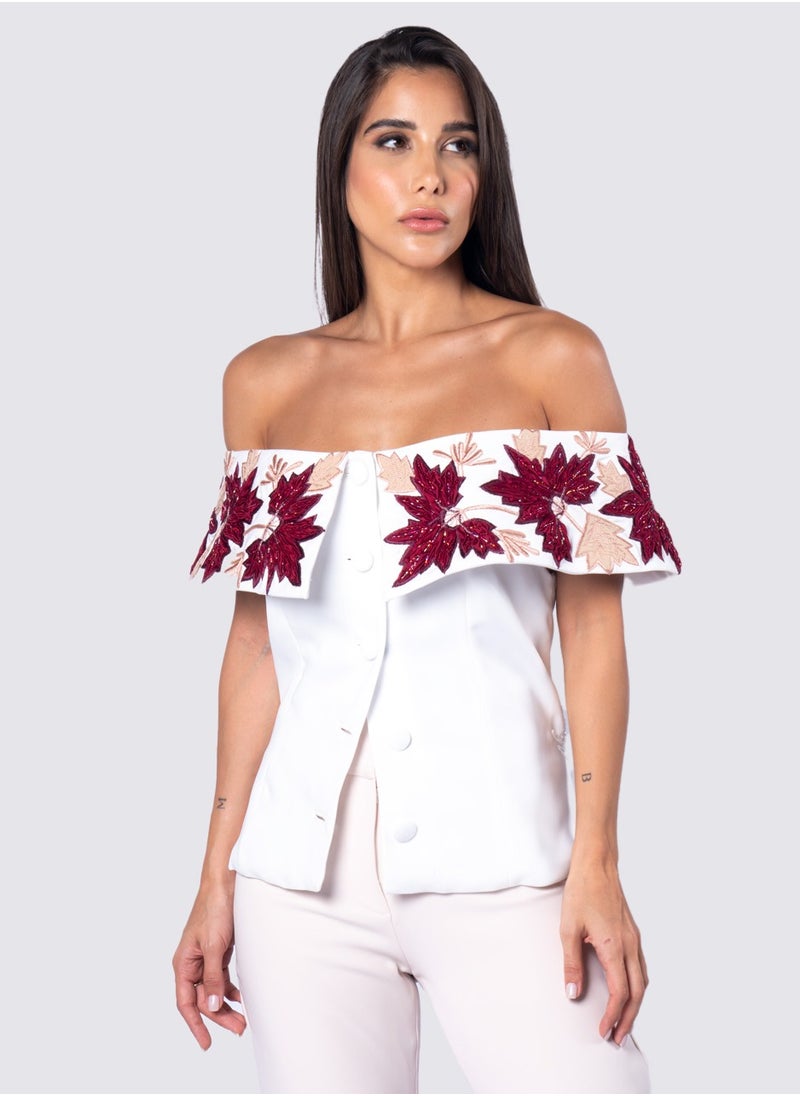 Embroided Off Shoulder Blouse