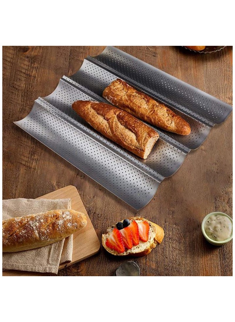 Non-Stick French Bread Baking Pan with 4 Slots - Ideal for Beginners and Cake Enthusiasts