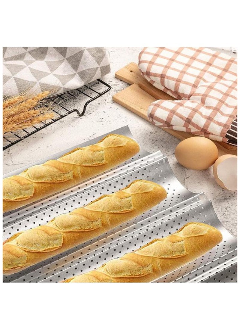 Non-Stick French Bread Baking Pan with 4 Slots - Ideal for Beginners and Cake Enthusiasts