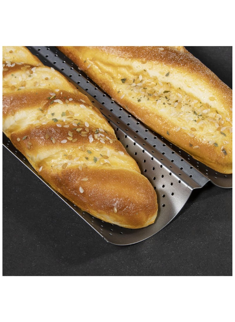 Non-Stick French Bread Baking Pan with 4 Slots - Ideal for Beginners and Cake Enthusiasts