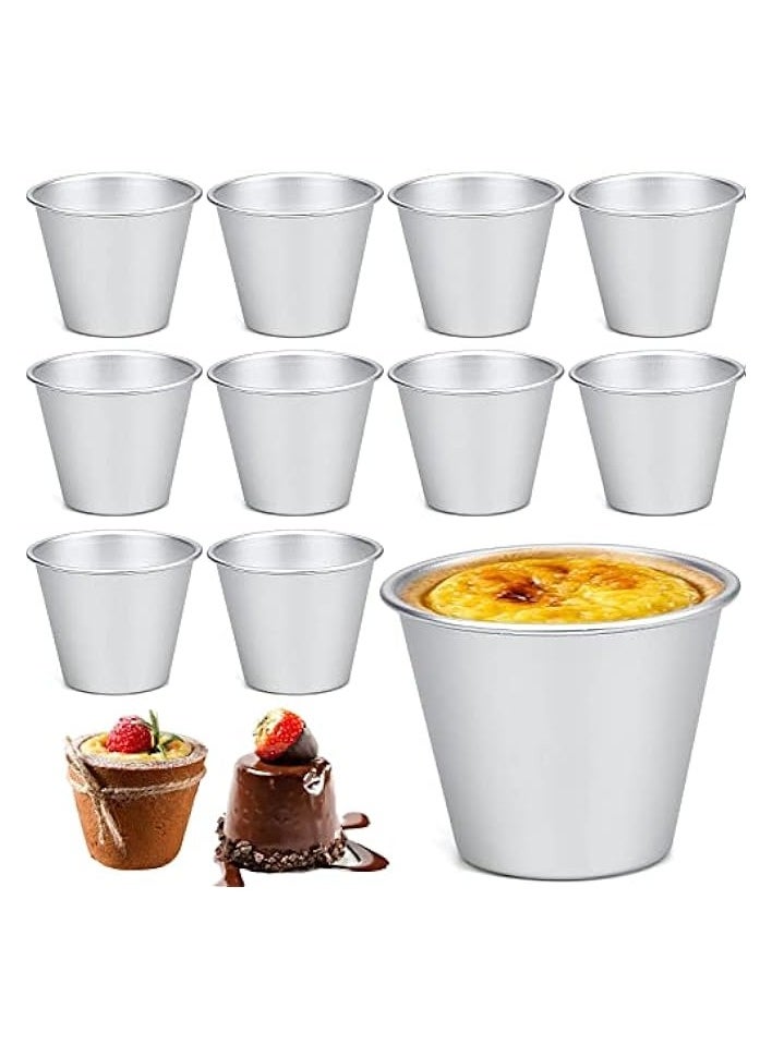 10 Pieces Pudding Moulds for Baking, Mini Aluminum Moulds for DIY Cooking Pudding, Cups Egg Tart Mold Muffin Cupcake