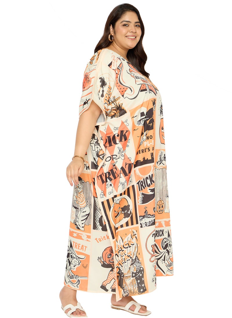 Women Pumpkin Plus Size Kaftan dress House Loungewear for Ladies