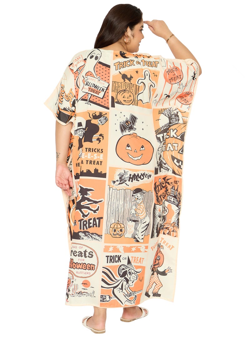 Women Pumpkin Plus Size Kaftan dress House Loungewear for Ladies