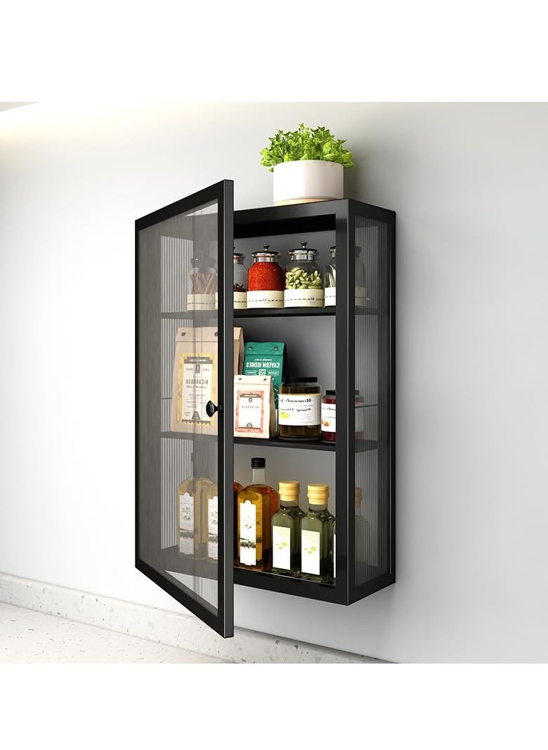 COOLBABY 3 Tier Bathroom storage Cabinet Shelf Wall Mounted Storage Cabinet with Clear Doors for Bedroom Bathroom Living Room Kitchen Storage Organizer