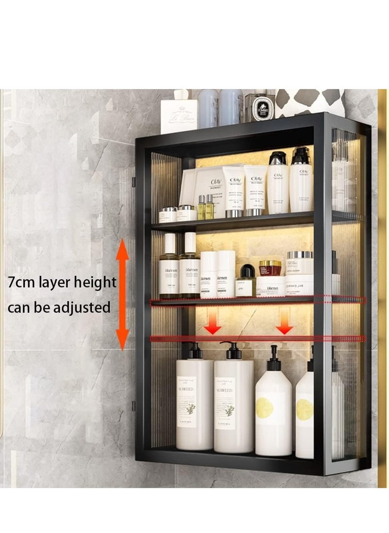 COOLBABY 3 Tier Bathroom storage Cabinet Shelf Wall Mounted Storage Cabinet with Clear Doors for Bedroom Bathroom Living Room Kitchen Storage Organizer