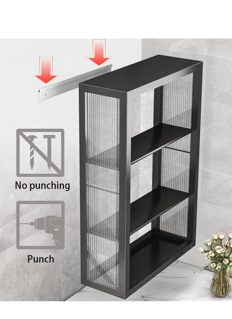 COOLBABY 3 Tier Bathroom storage Cabinet Shelf Wall Mounted Storage Cabinet with Clear Doors for Bedroom Bathroom Living Room Kitchen Storage Organizer
