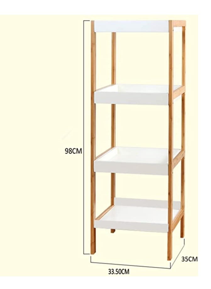 TOMSUN Wooden Storage Organizer For Home Living Room Hallway Bathroom Shelf Rack Wood Flowers Plants Stand Bookshelf Bookcase Freestanding Toilet Shelves