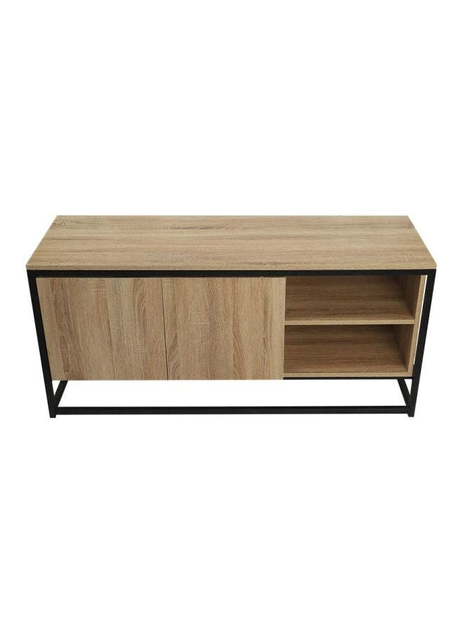 3-Section Wooden Storage Cabinet Beige/Black 120x55.5x40cm