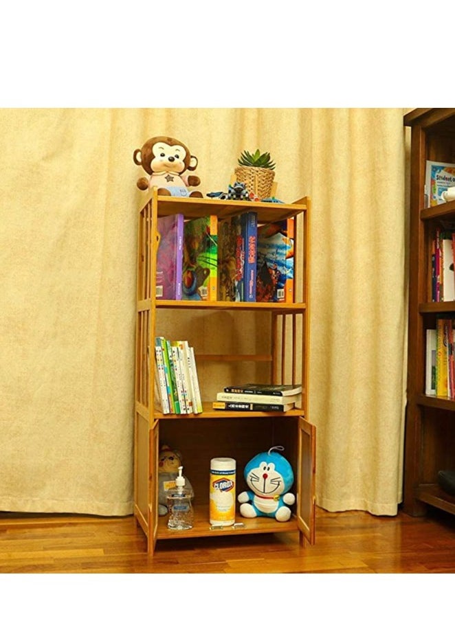 TOMSUN Bamboo Storage Cabinet Storage Organizer Multi-layer Storages Rack Floor Standing Cabinets with Door for Kitchen Dining Room Living Room