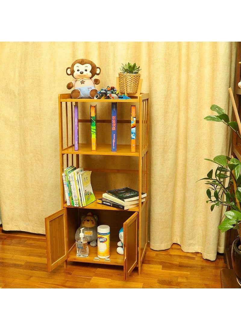 Modern Bamboo Bathroom Storage Cabinet with Shelves - Versatile Floor Standing Utility Cupboard for Kitchen & Bathroom Organization - Stylish Walnut Finish