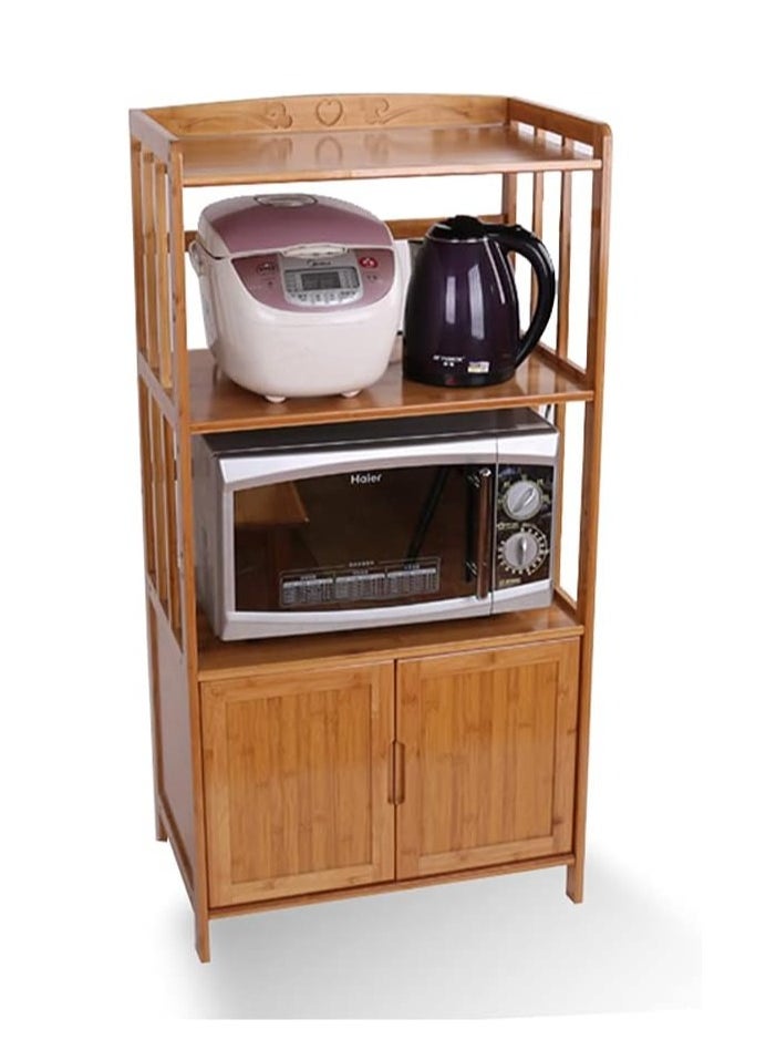 Modern Bamboo Bathroom Storage Cabinet with Shelves - Versatile Floor Standing Utility Cupboard for Kitchen & Bathroom Organization - Stylish Walnut Finish