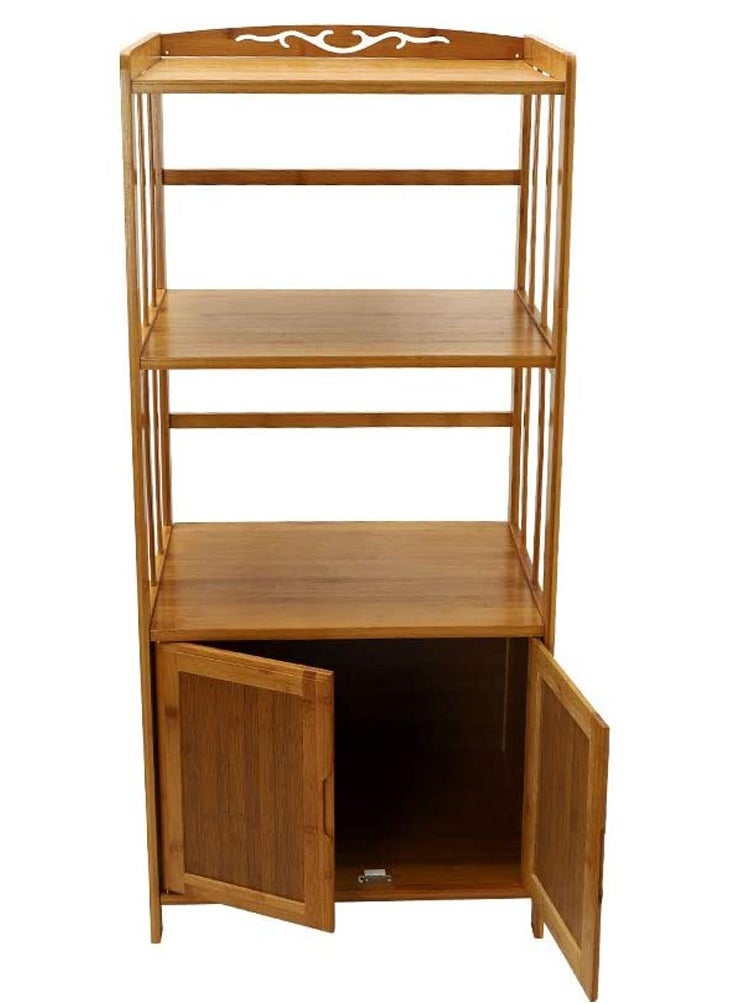 Modern Bamboo Bathroom Storage Cabinet with Shelves - Versatile Floor Standing Utility Cupboard for Kitchen & Bathroom Organization - Stylish Walnut Finish