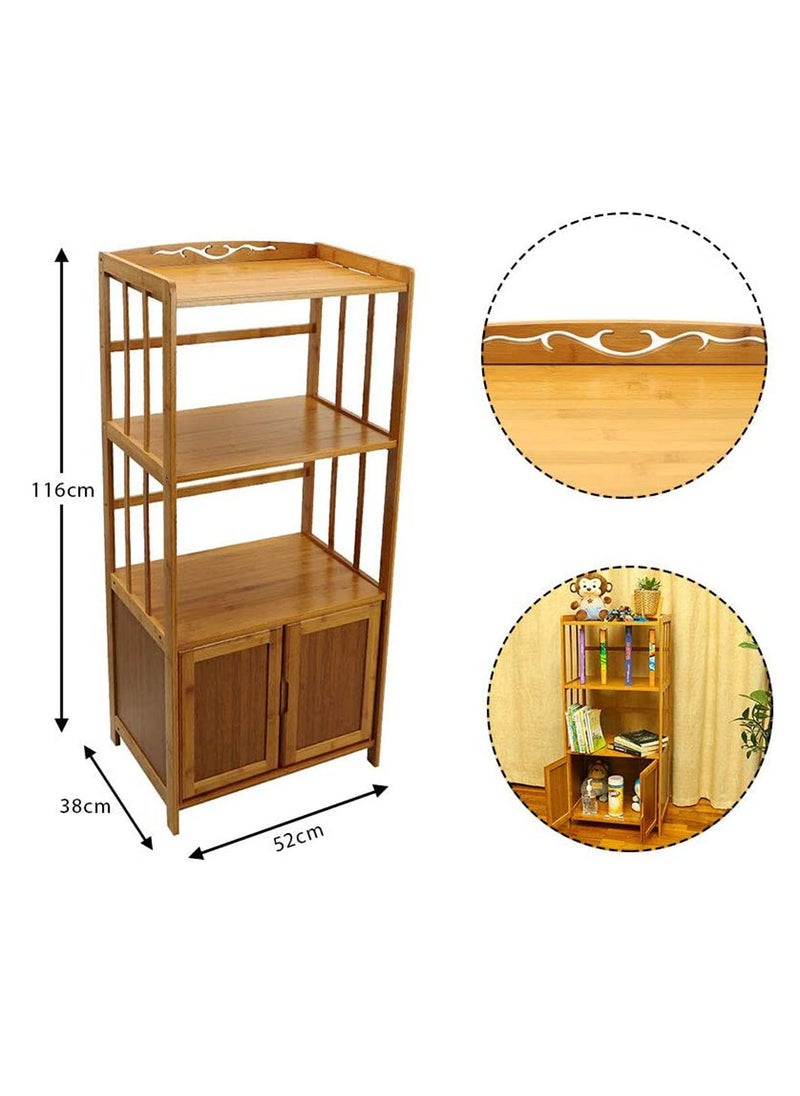 Modern Bamboo Bathroom Storage Cabinet with Shelves - Versatile Floor Standing Utility Cupboard for Kitchen & Bathroom Organization - Stylish Walnut Finish