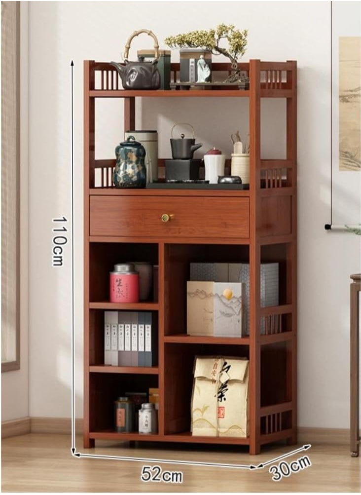 TOMSUN Modern Bamboo Bookshelf Cabinet Multi-layer Wooden Storage Rack for Living Room, Bedroom