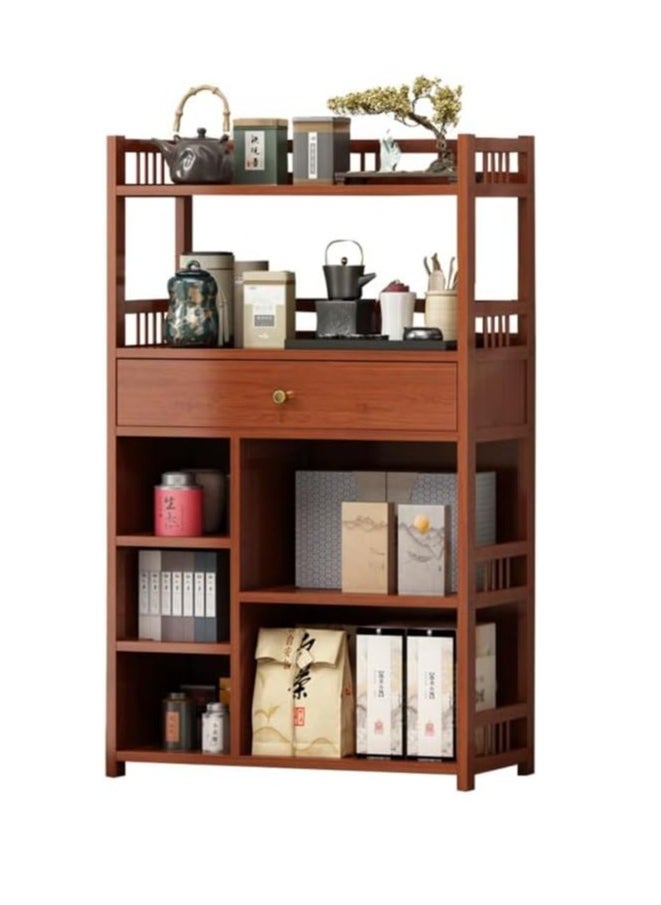 TOMSUN Modern Bamboo Bookshelf Cabinet Multi-layer Wooden Storage Rack for Living Room, Bedroom