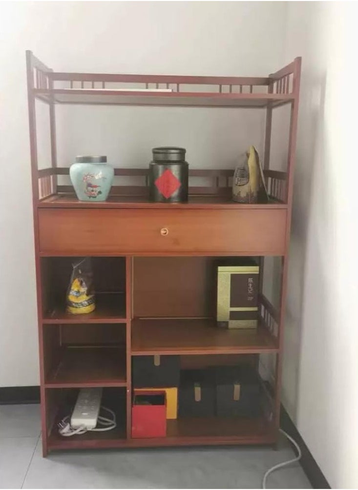 TOMSUN Modern Bamboo Bookshelf Cabinet Multi-layer Wooden Storage Rack for Living Room, Bedroom